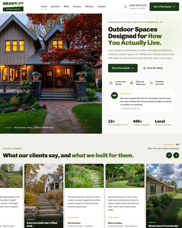 Brantley Design Build website design