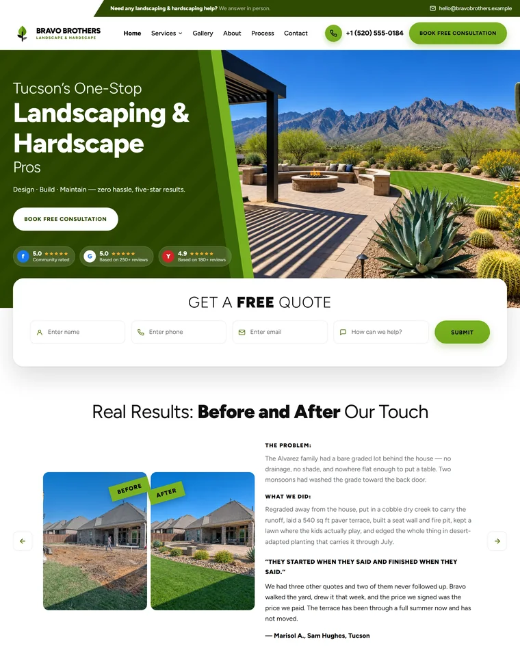 Bravo Brothers landscaping website design