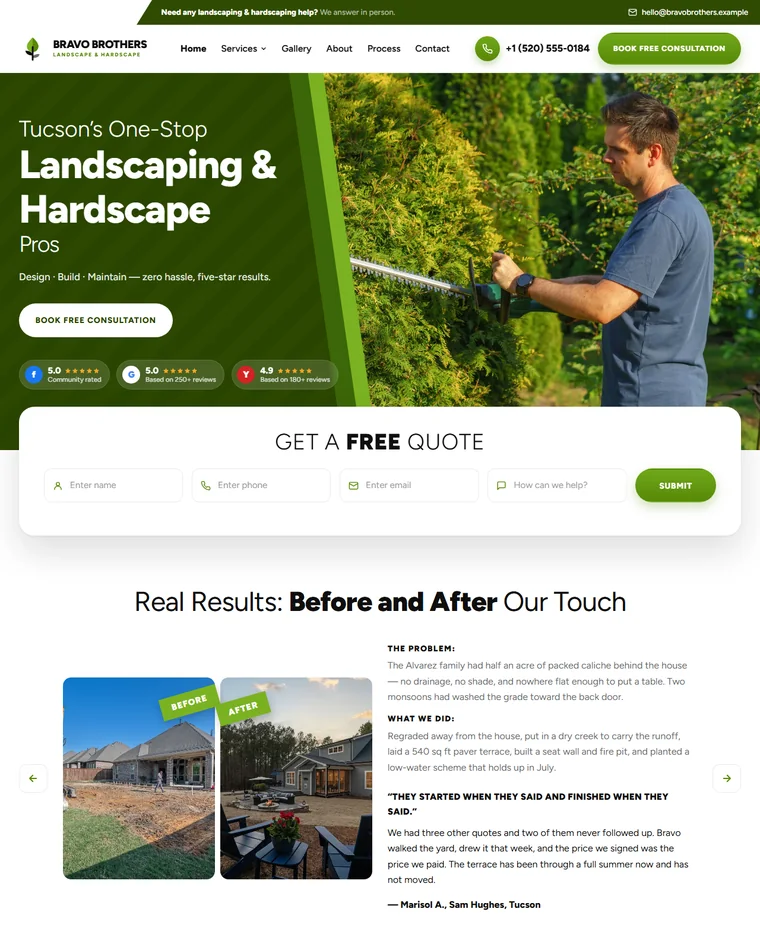 Bravo Brothers landscaping website design