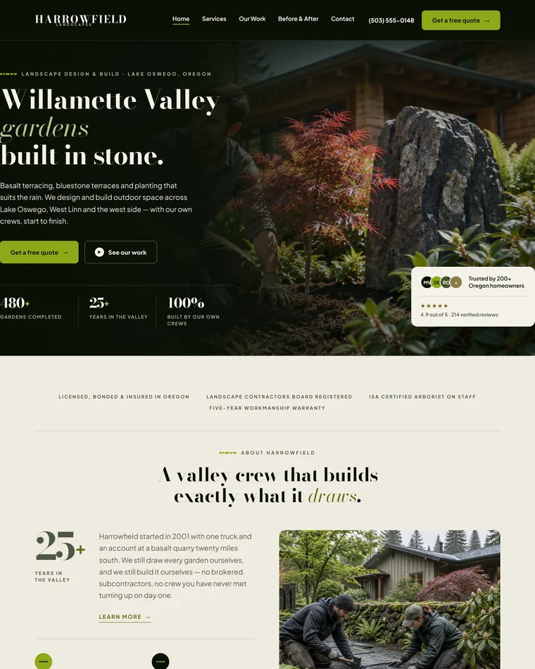 Harrowfield Landscapes website design
