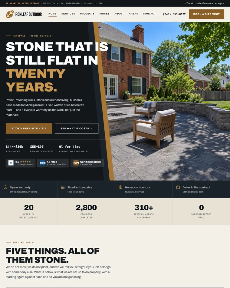 Ironleaf Outdoor website design