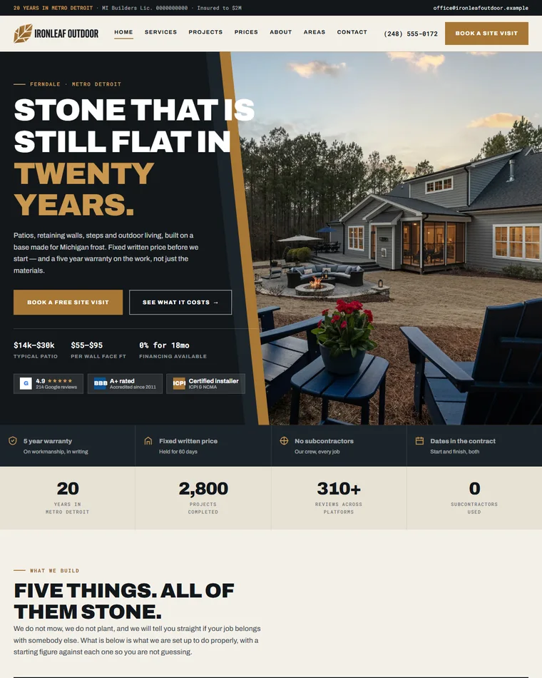 Ironleaf Outdoor website design