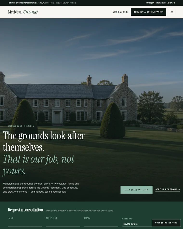 Meridian Grounds website design