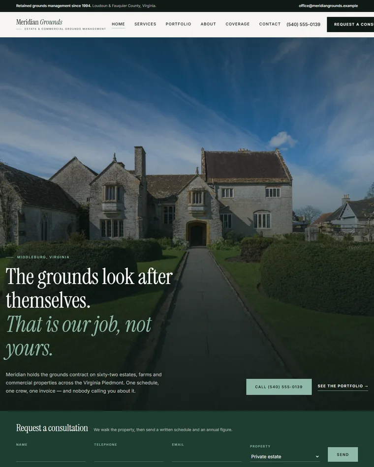 Meridian Grounds website design