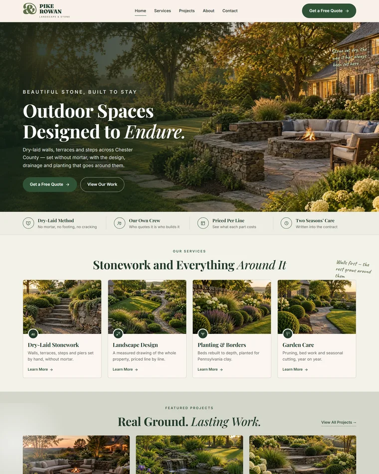 Pike Rowan website design