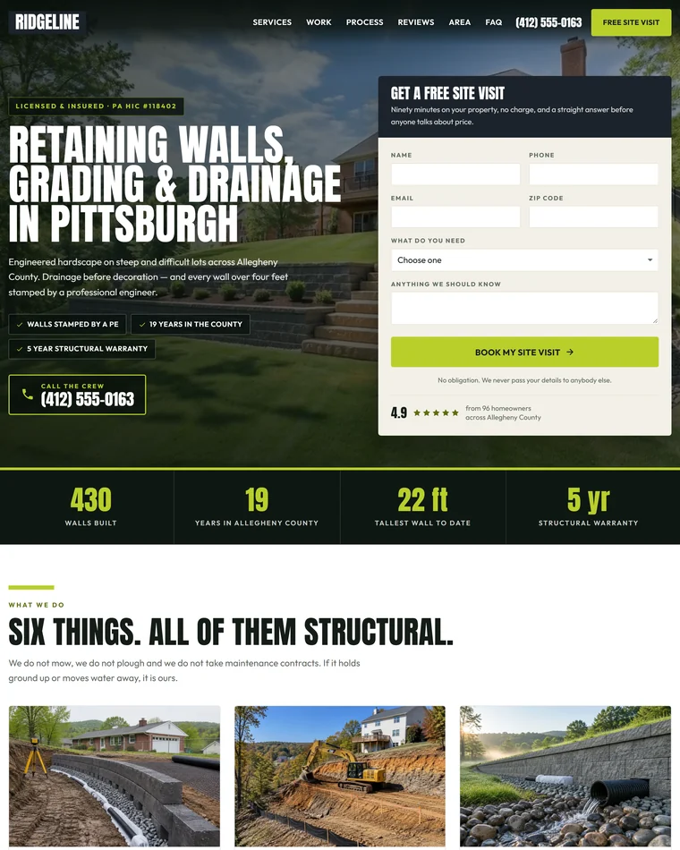 Ridgeline Landscape website design