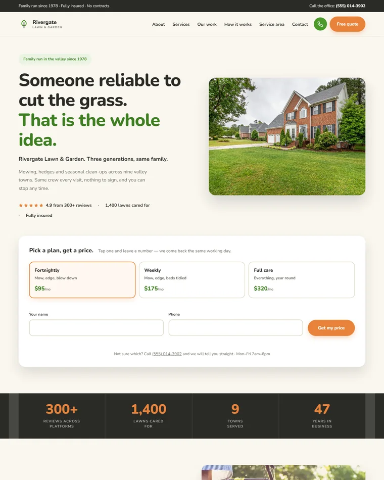 Rivergate Lawn and Garden website design