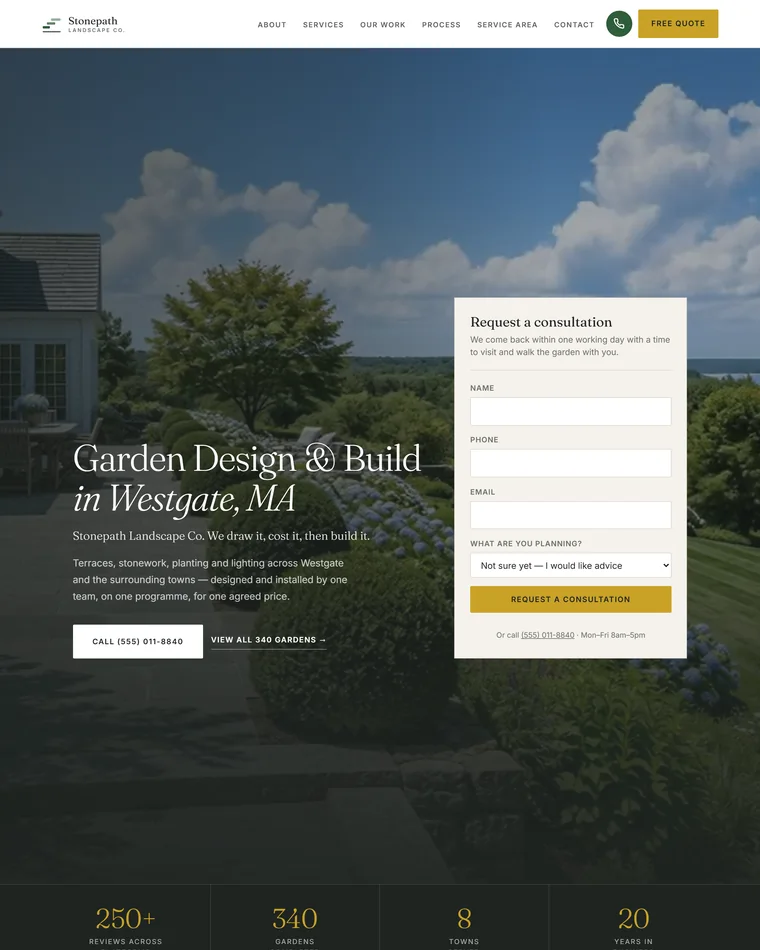 Stonepath Landscape website design