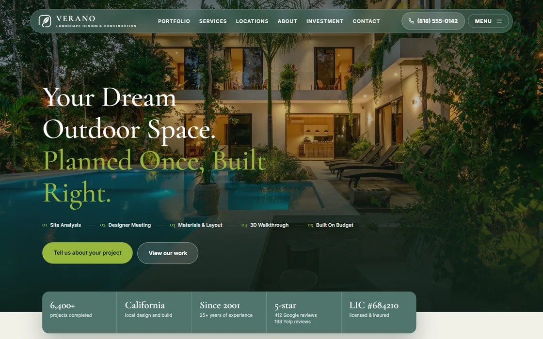 A WordPress lead generation site for a landscaping company