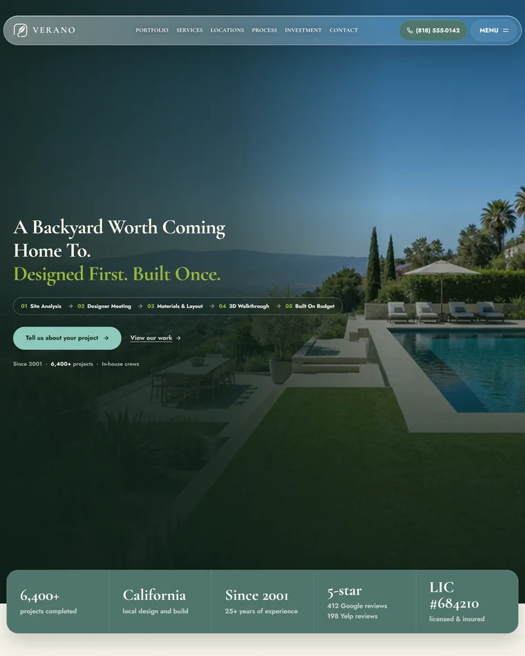 Verano Outdoor Living website design
